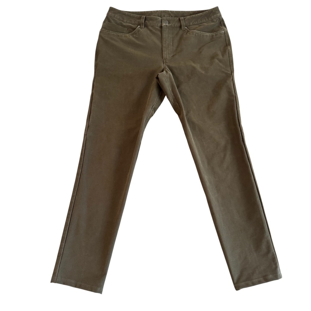 Lululemon 34 (Actual 36x31) Olive Green ABC Warpstreme Slim 5-Pocket Mens Pants
